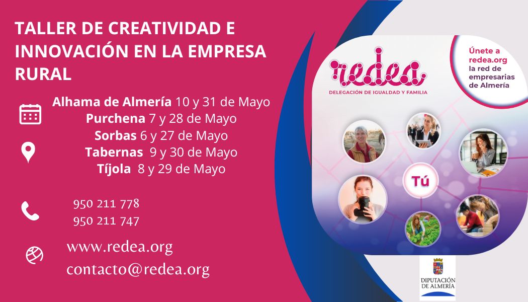 Taller sobre Creatividad e Innovación en la empresa rural. Diputación de Almería a través de la Delegación de Igualdad y Familia.